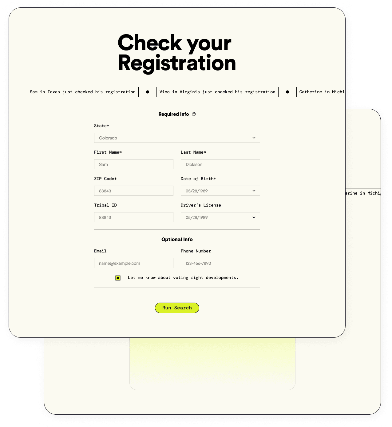 The Scan. Check. Protect. registration lookup form